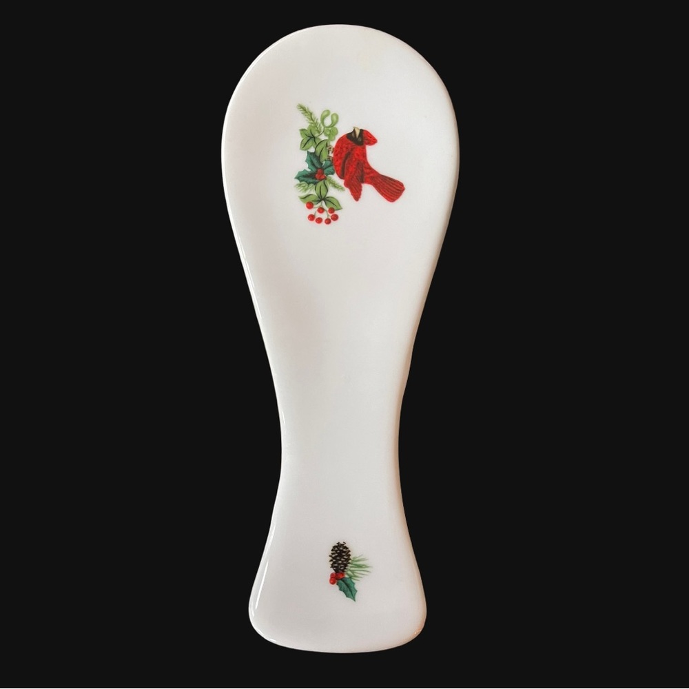 Royal Norfolk Spoon holder rest Red Cardinal Holly & Berries Kitchenware Holder